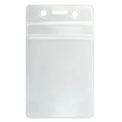 Vinyl Vertical Badge Holder with clear resealable closure, slot and chain holes, 2-5/8