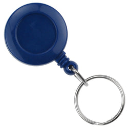 Royal Blue Round Badge Reel With Key Ring And Slide Clip