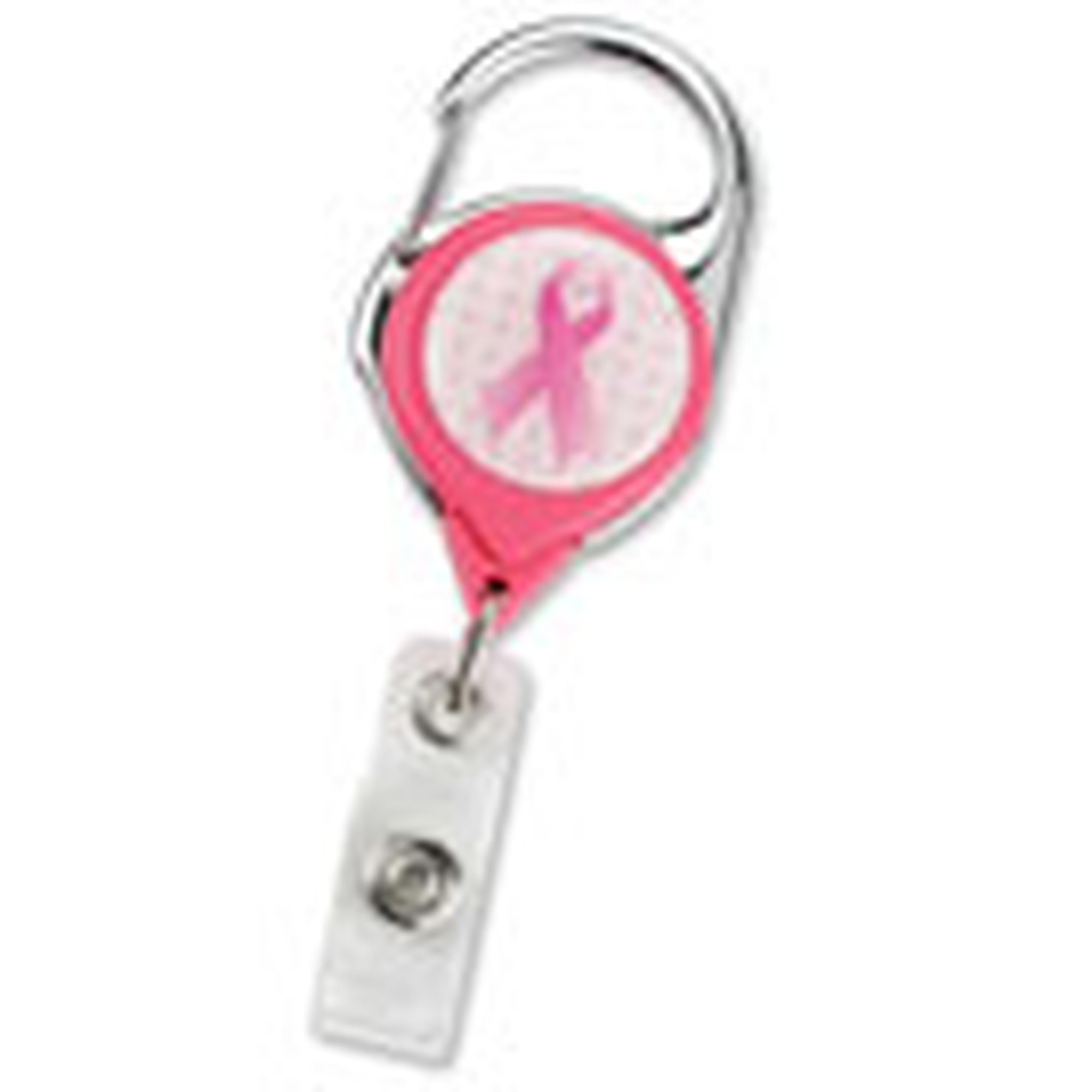 Pink Awareness Carabiner Badge Reel - IDenticard Canada