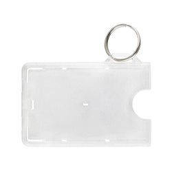 Rigid Plastic Horizontal Card Holder with cut-out, slot and key ring, frosted, 3.38