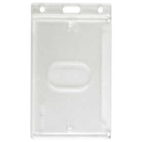 Economy Rigid Plastic Vertical Side Loading Badge Holder with thumb slot, frosty finish, 2-1/8" x 3-3/8"