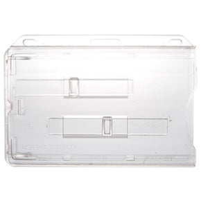 Rigid Plastic Horizontal Two-Card Smart Card Holder with slide ejectors, 3-3/8" x 2-1/8"