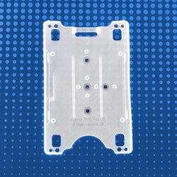 Rigid Plastic Vertical Card Retainer with slot and chain holes, frosty clear, 2-1/8