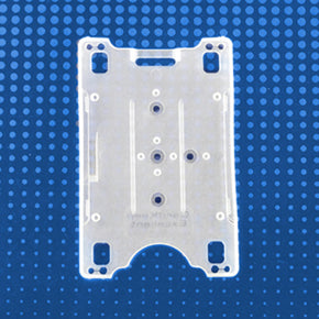 Rigid Plastic Vertical Card Retainer with slot and chain holes, frosty clear, 2-1/8" x 3-3/8"