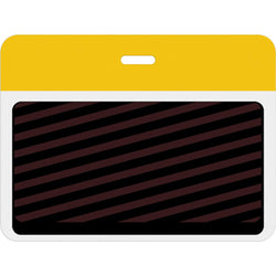 Large slotted expiring badge back with printed yellow bar