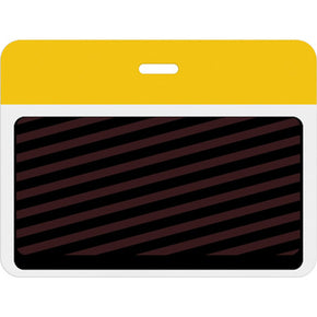 Large slotted expiring badge back with printed yellow bar