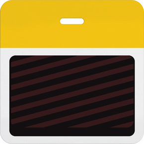 Slotted expiring badge back with printed yellow bar
