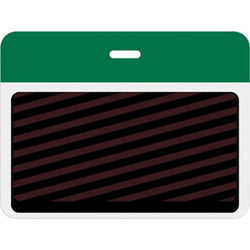 Large slotted expiring badge back with printed green bar