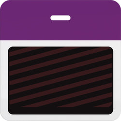Slotted expiring badge back with printed purple bar