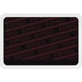 Adhesive expiring badge back with "EXPIRED"