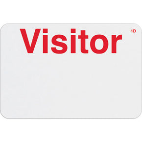 1-day expiring badge front (handwritten) with printed "VISITOR"