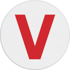 1-day expiring spot front with printed red "V"