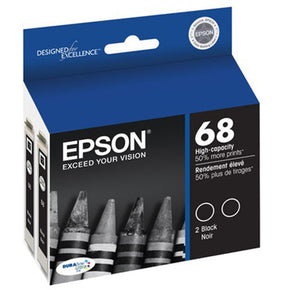 Two-Pack Black Epson 68 High-Capacity Ink Cartridges (Stylus C120)