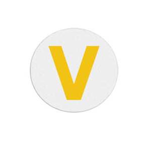 Half-day expiring spot front with printed yellow "V"